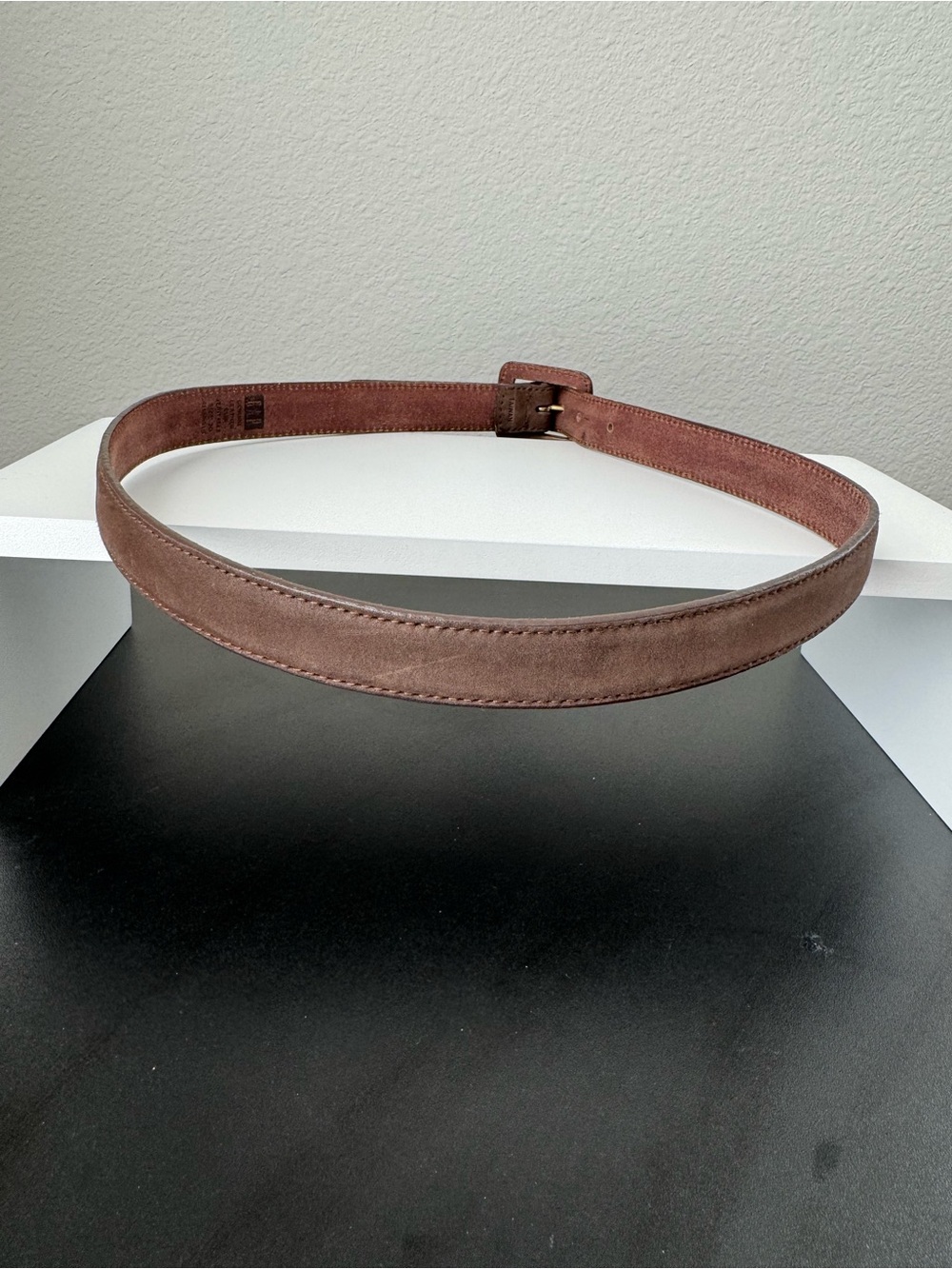 GAP Brown Suede Belt with Square Buckle - Picture 2 of 4